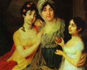 弗拉基米尔 波罗维科夫斯基 : Portrait of Countess A. I. Bezborodko with Her Daughters